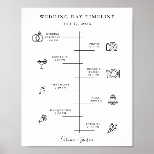 Poster Modern Wedding Icons-tijdlijn (Voorkant)