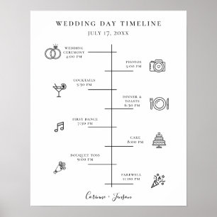 Poster Modern Wedding Icons-tijdlijn