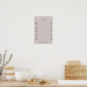 Poster Moderne grijze prijslijst (Keuken)