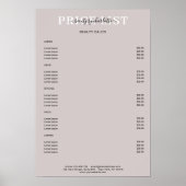 Poster Moderne grijze prijslijst (Voorkant)