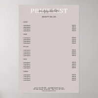 Poster Moderne grijze prijslijst