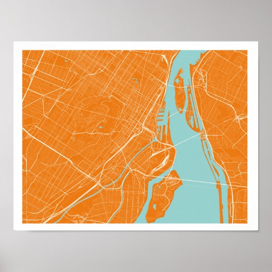 Poster Montreal Map (Voorkant)