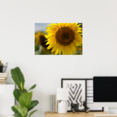 Poster - Mooie Gele Zonnebloem Close-up (Thuiskantoor)