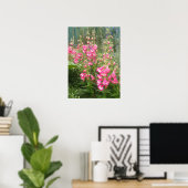 Poster mooie roze Penstemon Vloer Garden (Thuiskantoor)