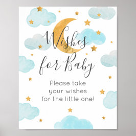 Póster Moon & Stars Wishes for Baby sign Poster