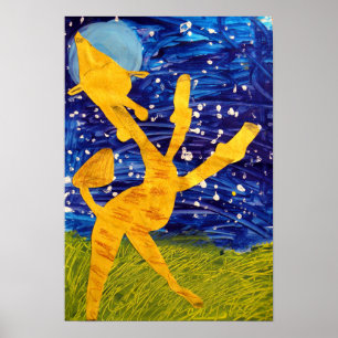 Poster-Moonlit Giraffe - Kunstwerk door Carter - L Poster