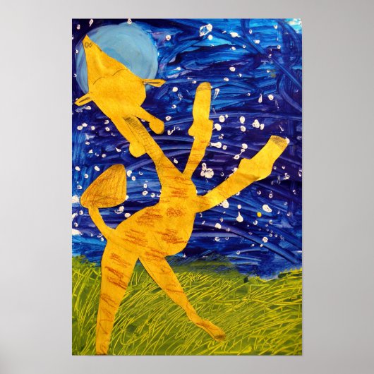 Poster-Moonlit Giraffe - Kunstwerk door Carter - L Poster (Voorkant)