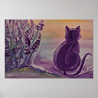 Poster Motiv "Lavender Cat" aus Archivpapier