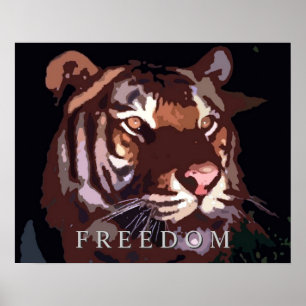 Poster motivatie Freedom Tiger Eyes afdrukken