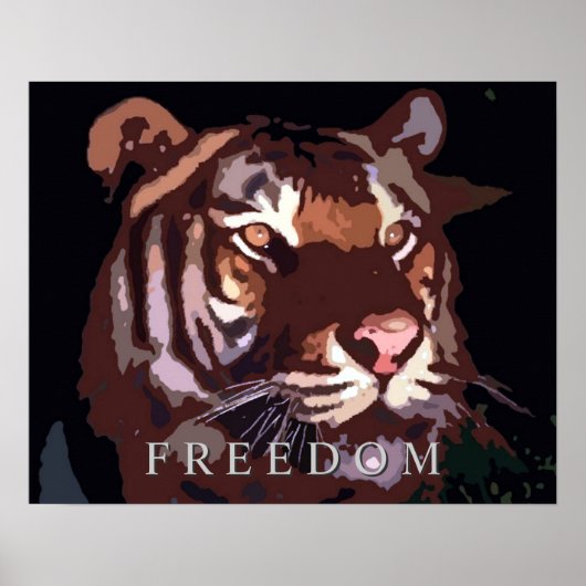 Poster motivatie Freedom Tiger Eyes afdrukken (Voorkant)