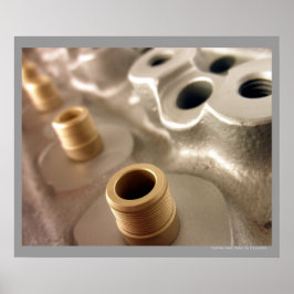 Poster motorcilinderkop metallisch geometrisch ont