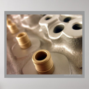 Poster motorcilinderkop metallisch geometrisch ont