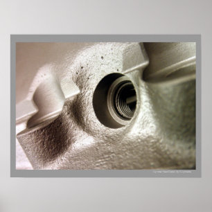 Poster motorcilinderkop metallisch geometrisch ont