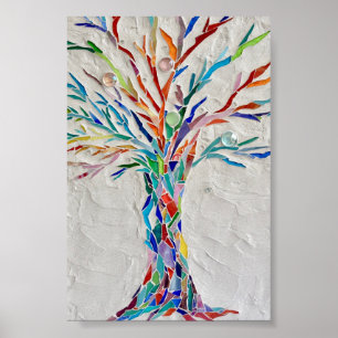 Poster mozaïekregenboogbomen
