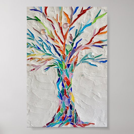 Poster mozaïekregenboogbomen (Voorkant)
