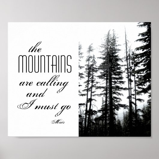 poster Muir citaat met zwarte en witte fotografie (Voorkant)