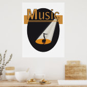 Poster - Muzieknoot in spotlight design Music (Keuken)