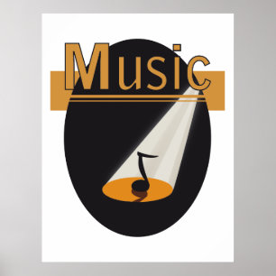 Poster - Muzieknoot in spotlight design Music