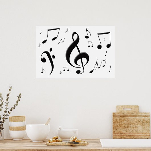 Poster Muzieknoten samenvoegen (Keuken)