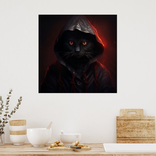 Poster Nachtste angsten van de kat (Keuken)