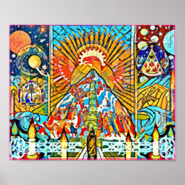 Poster naive Folk Art Winter Celebration