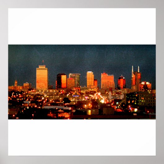 Poster - Nashville Skyline op Sunset (Voorkant)