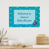 Poster Nautical Sailships Baby shower personaliser (Keuken)