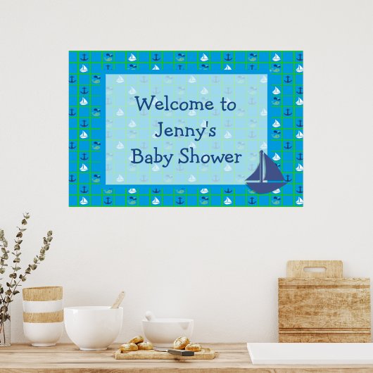 Poster Nautical Sailships Baby shower personaliser (Keuken)