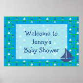 Poster Nautical Sailships Baby shower personaliser (Voorkant)