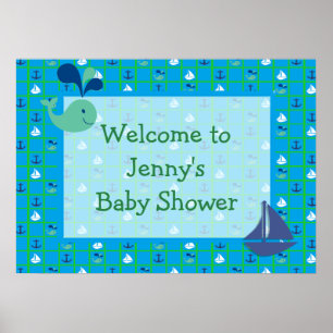 Poster Nautical Sailships Baby shower personaliser