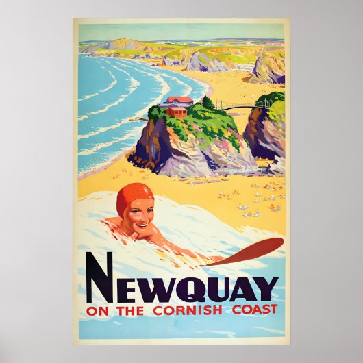 Poster Newquay aan de Cornische kust, Cornwall (Voorkant)