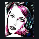 Poster NFT Pop Art<br><div class="desc">Poster Portrait NFT Pop Art, illustratie van een fashionvrouwenportret. Haar lange haren die in een lint vastzit, haar heldere ogen en haar mond, heeft alles van een working girl. Dit portret wordt gemaakt met behulp van de NFT-techniek en is opnieuw geïnspireerd op Pop Art. Uniek en origineel ontwerp, beschikbaar op...</div>