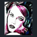 Poster NFT Pop Art<br><div class="desc">Poster Portrait NFT Pop Art, illustratie van een fashionvrouwenportret. Haar lange haren die in een lint vastzit, haar heldere ogen en haar mond, heeft alles van een working girl. Dit portret wordt gemaakt met behulp van de NFT-techniek en is opnieuw geïnspireerd op Pop Art. Uniek en origineel ontwerp, beschikbaar op...</div>