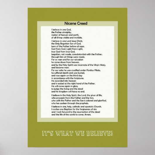 Poster Nicene Creed Christelijk Print (Voorkant)