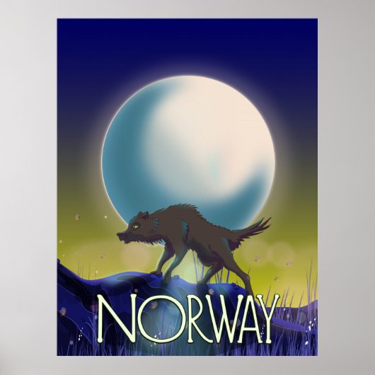 Poster Noorwegen Wolf (Voorkant)