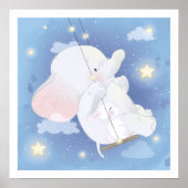 Poster NURSERIE: BABY ELEPHANT + BUNNY (Voorkant)