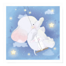 Poster NURSERIE: BABY ELEPHANT + BUNNY