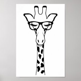 Poster- Nursery Kinder Bedroom Giraffe Glazen Poster