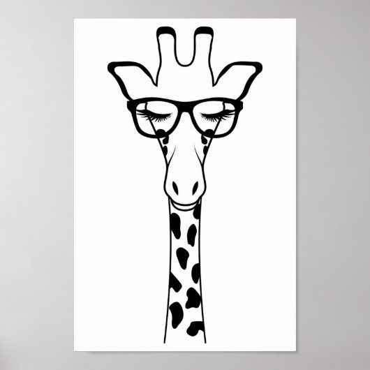 Poster- Nursery Kinder Bedroom Giraffe Glazen Poster (Voorkant)