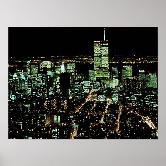POSTER NYC~ in Memoriam ~ Twin Towers Night light (Voorkant)