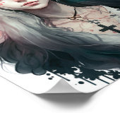 Poster of a Creepy Girl, Gothic Flowers (Hoek)