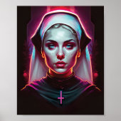 Poster of a Creepy Nun - Cyberpunk (Voorkant)