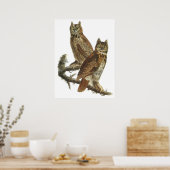 Poster of afdruk van Audubon Great Horned Owls (Keuken)
