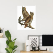 Poster of afdruk van Audubon Great Horned Owls (Thuiskantoor)