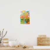 Poster of druk met psychedelische kleurige structu (Keuken)