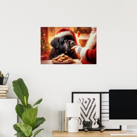 Poster of Newf Getting Cookie From Santa (Thuiskantoor)