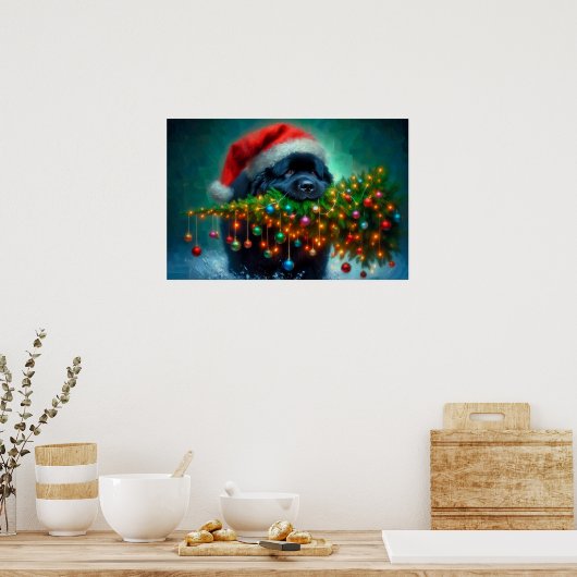 Poster of Newfie Carrying a Christmas Tree (Keuken)