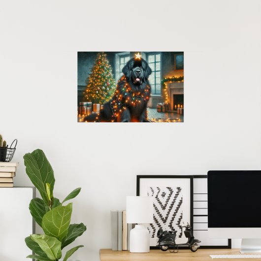 Poster of Newfie Decorated for Christmas (Thuiskantoor)