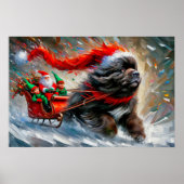 Poster of Newfie Pulling Santa's Sleigh (Voorkant)