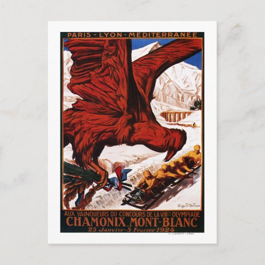 poster Olympische Winterspelen 1924 Briefkaart (Voorkant)